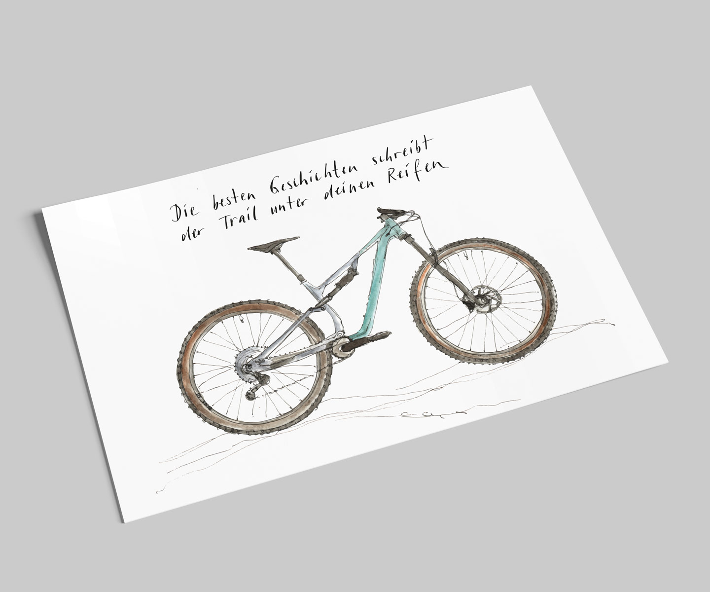 Postkarte | Mountainbike | Die besten Geschichten schreibt der Trail unter deinen Reifen | Mountainbikeliebe