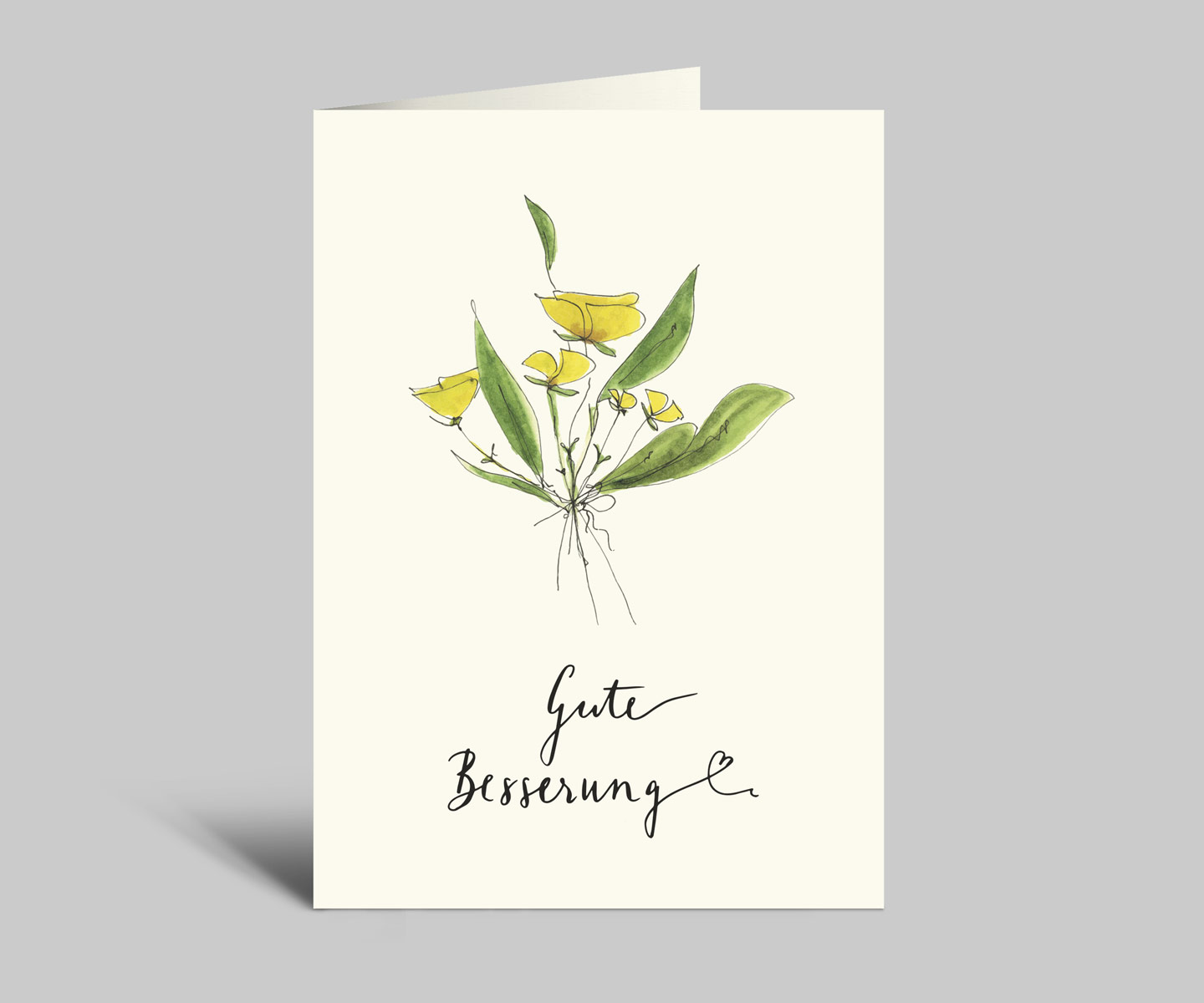 Genesungskarte mit Umschlag | Gute Besserung | Gelber Blumenstrauß 